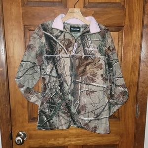 REALTREE 4 Her, Fall Camo w/ Pink accents, 1/4 Zip Fleece Pullover, Size M 8-10